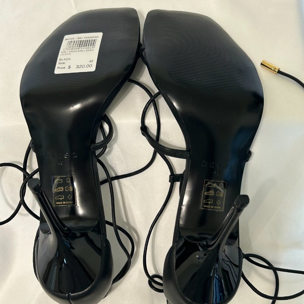 New REISS Kali Black Strappy Wrap Sandals Heels Eu 40 US 10 but Fits 9.5 - Picture 7 of 11